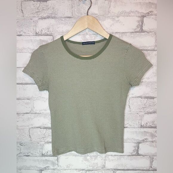 Brandy Melville Tops - Brandy Melville Green Stripe Baby Doll Top Made in Italy